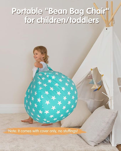 Aubliss Stuffed Animal Bean Bag Storage Chair (Aqua Star, Medium (32''))