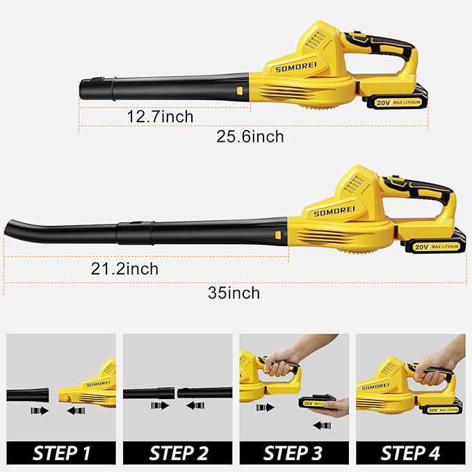 Electric Handheld Cordless Leaf Blower with 2 Batteries for Patio, Yard - 20V 140 CFM Lightweight, Battery Powered, Small