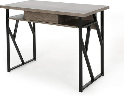 Christopher Knight Home Janet Modern Faux Wood Writing Desk, Dark Gray, Black