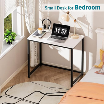 SINPAID Small Computer Desk 31.5 inches Desk for Small Spaces Sturdy Home Office Desk Modern Gaming Desk Study Writing Laptop Table, White Desk