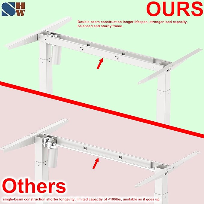 SHW 55-Inch Large Electric Height Adjustable L-Shaped Standing Desk with Right Facing Corner, Oak