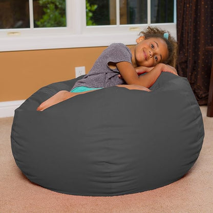 Posh Creations Bean Bag Chair for Kids, Teens, and Adults Includes Removable and Machine Washable Cover, Heather Gray, 38in - Large