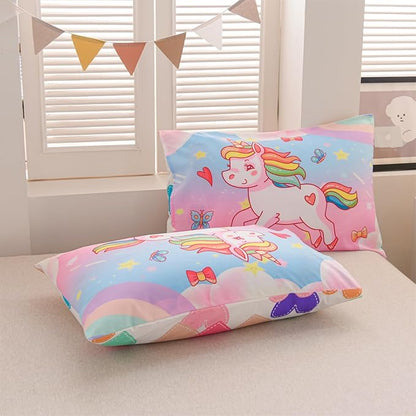Aimuan Girls Unicorn Comforter Set 3 Pieces Pink Purple Bedding Set with Rainbow Star Galaxy Stars Fantasy Children Room Decor Soft Reversible Bed Sets for Boys/Girls/Teens (Pink Blue Twin3Pcs)