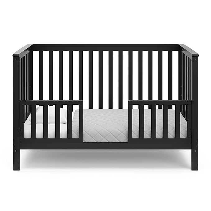 Storkcraft Hillcrest 4-in-1 Convertible Crib (Black) - Converts to Daybed, Toddler Bed, and Full-Size Bed, Fits Standard Full-Size Crib Mattress, Adjustable Mattress Support Base