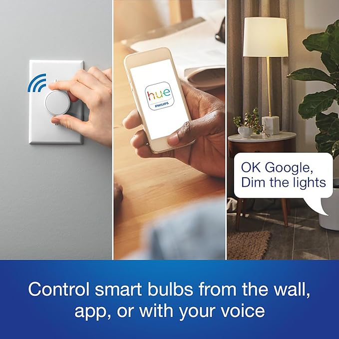 Lutron Aurora Smart Bulb Dimmer Switch (2 Pack) | for Philips Hue Smart Bulbs | Z3-1BRL-WH-L0-2 | White