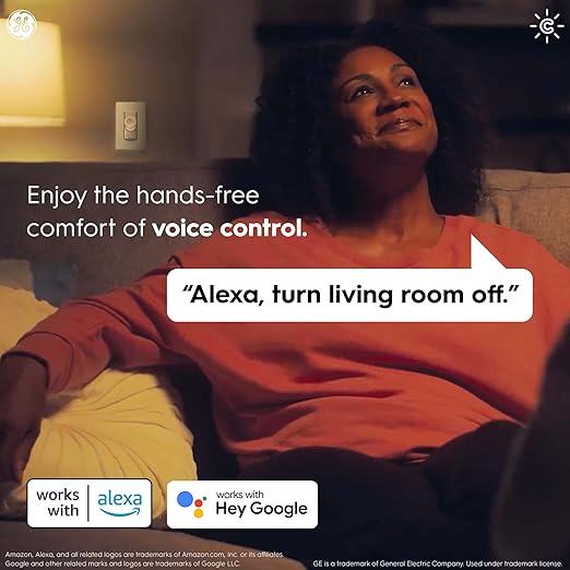 GE CYNC Smart Light Switch, Button Style, Neutral Wire Required, Bluetooth and 2.4 GHz Wi-Fi 4-Wire Switch, Works with Alexa and Google (1 Pack)
