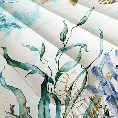 CVHOUSE Sea Turtle Comforter Set,Ocean Watercolor Sea Turtle Bedding Set for Kids Teens,Ocean Sea Turtle Comforter Sea Turtle Duvet Set Room Decor Quilt Set Twin Size