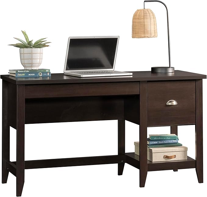 Sauder Summit Station Single Pedestal Desk, L: 52.09" x W: 19.29" x H: 29.02", Cinnamon Cherry Finish