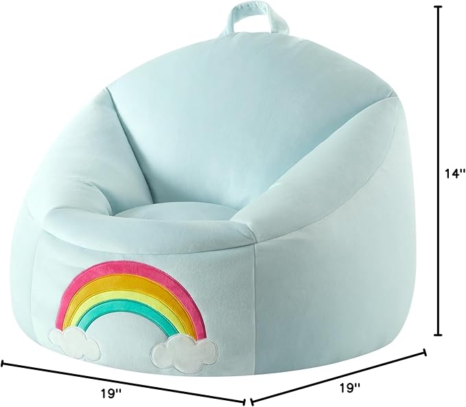 Heritage Kids Micromink Squishy Bean Bag Chair for Kids Ages 3+, Rainbow