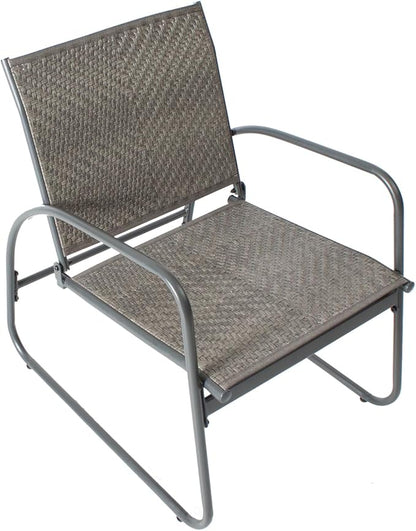 Mapleleaf 4 Pieces Rattan Patio Furniture Set, Outdoor Wicker Conversation Sofa Set, Rattan Chair and Glass Coffee Table for Yard, Pool or Backyard (Grey)
