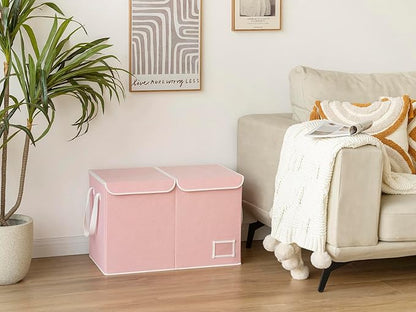 StorageWorks Toy Storage Organizer with Flip-Top Lids, Toy Bins for Living Room, Nursery Room, Playroom, Large Toy Box for Kids, Pink, 24 ¾"L x 13" W x 16" H