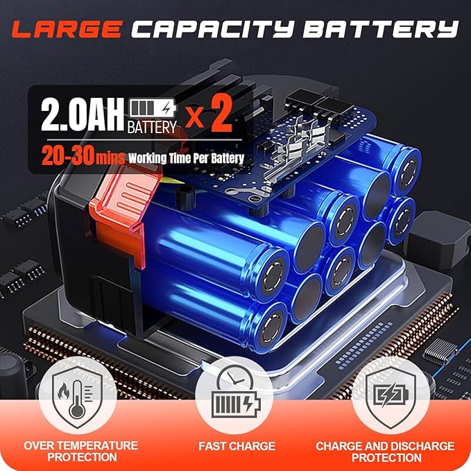 MJF Cordless Leaf Blower, 150MPH, 350CFM, 20V Brushless Motor, 2x2000mAh Batteries and Fast Charger, Lightweight, Electric Blower for Lawn Care, Yard Cleaning