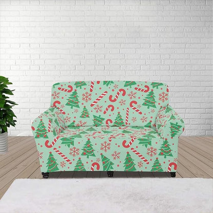 FKELYI Green Christmas Tree Sofa Slipcover Comfortable Sofa Couch Cover with Elastic Bottom Stretch Furniture Protector for Indoor M