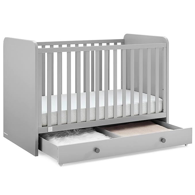 GAP babyGap Graham 4-in-1 Convertible Crib with Storage Drawer - Greenguard Gold Certified, Grey/Dark Grey