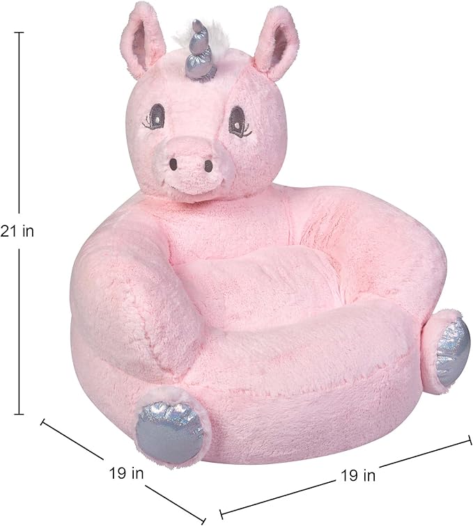 Trend Lab Pink Unicorn Toddler Chair Plush Character Kids Chair Comfy Furniture Pillow Chair for Boys and Girls, 21 x 19 x 19 inches