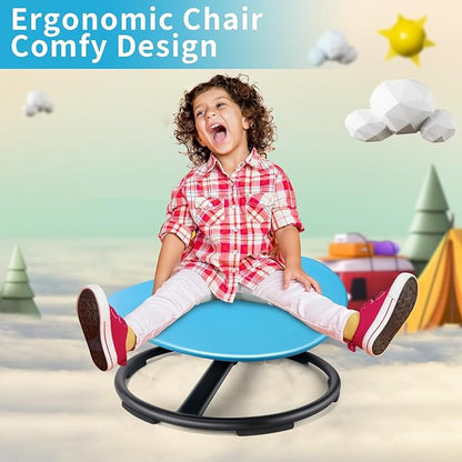 Kids Sensory Swivel Chair, Autism Sensory Chair, Spinning Chair for Autistic Kids, Small Space, Spin Seat, Metal Base, Non-Slip Design, Blue
