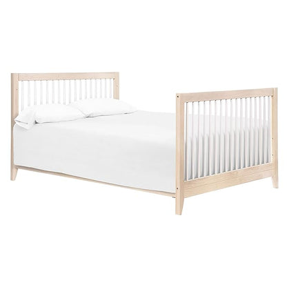Babyletto Sprout 4-in-1 Convertible Crib with Toddler Bed Conversion Kit in Washed Natural and White, Greenguard Gold Certified