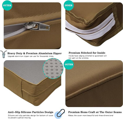 ClawsCover 14Pack Outdoor Patio Seat and Back Cushions Replacement Covers Fit for 7Pieces 6-Seater Wicker Rattan Sectional Couch Chair Furniture Set,Taupe-Include Cover Only (Large)