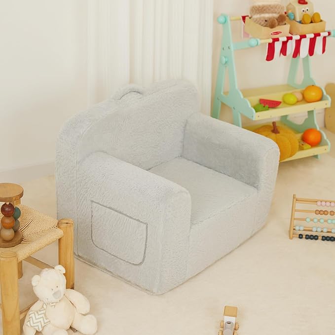 Toddler First Chair, Baby Chairs Comfy Toddler for Boys and Girls for Ages 18 Months and Up, Fits Any Decor (Grey)