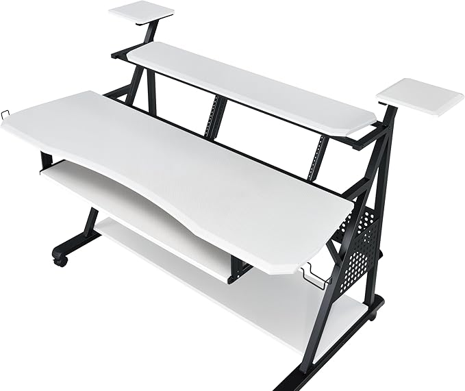 NicBex Laik-DW-00055-DX Desks, 67" W x 38" D x 42" H, White+Black