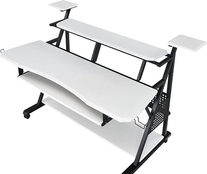 NicBex Laik-DW-00055-DX Desks, 67" W x 38" D x 42" H, White+Black