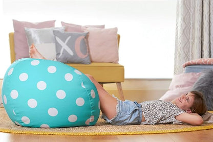 Aubliss Stuffed Animal Bean Bag Storage Chair, Beanbag Covers Only for Organizing Plush Toys, Turns into Bean Bag Seat for Kids When Filled, Medium 32"-Canvas Dot Light aqua