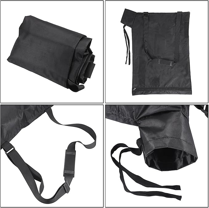 OwnMy Universal Leaf Vacuum Blower Bag Black Leaf Vacuum Bag Leaf Blower Replacement Bag with 3 Fasten Ties, Adjustable Leaf Blower Mulcher Bag Bottom Debris Zipper Bag Fallen Leaves Collection Bag