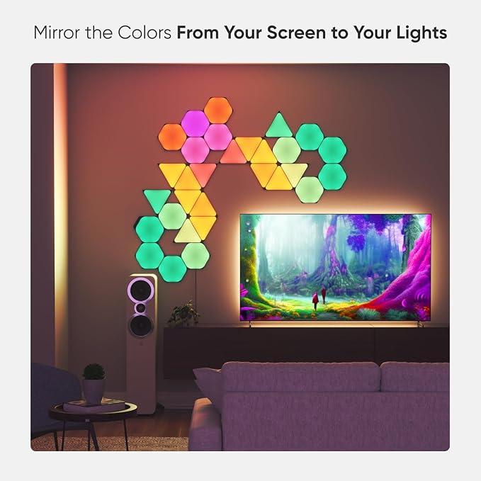 Nanoleaf Shapes WiFi and Thread Smart RGBW 16M+ Color LED Dimmable Gaming and Home Decor Wall Lights Smarter Kits (Black Hexagons Smarter Kit (9 Pack))