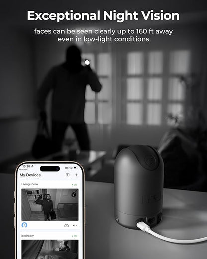 FOSCAM Home Security Camera R4S 4MP WiFi IP Camera,Wireless Baby Monitor with AI Human Detection Sound Detection 33ft Night Vision 2 Way Audio Camera Compatible with Alexa Black