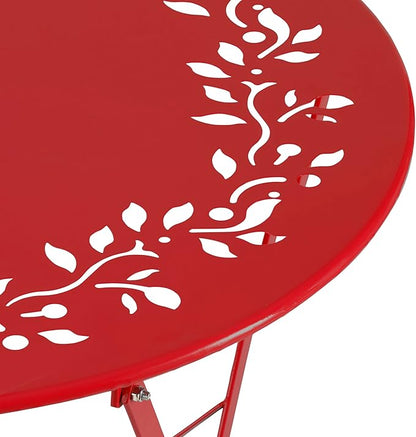 Alpine Corporation Indoor/Outdoor 3-Piece Bistro Set Folding Table and Chairs Patio Seating, Red