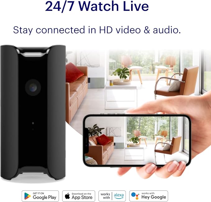 Canary Pro Indoor Home Security Camera 1080p HD WiFi IP | 24/7 Watch Live Video, Siren, Climate Monitor, Motion Alerts, Two-Way Talk, Night Vision, 10x Zoom, Private Mode, Works with Alexa and More