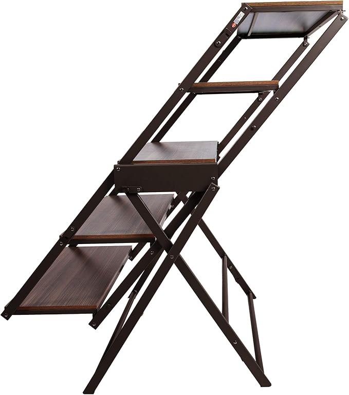 Origami modern 2 in 1 shelf to table Style, Organizer Deco Rack magically turn to a table/desk in a second,Fully assembled, Vintage Bronze/Oak/US patent pending (STT-VBWOAK)