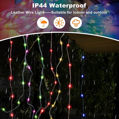 PUHONG Christmas Decoration Star Flowing Multicolor Color Changing Lights Outdoor, 320 LED 16.4Ft Star Waterfall Tree Lights with 8 Lighting Modes Remote Timer, for Xmas New Year Holiday Birthday