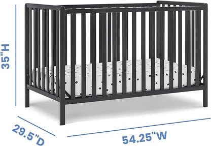 Delta Children Heartland 4-in-1 Convertible Crib, Black + Twinkle Galaxy Crib and Toddler Mattress (Bundle)