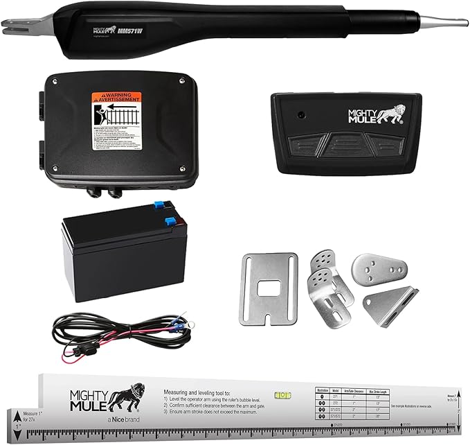 Mighty Mule MM571W-A Automatic, Single Gate Opener - Upgraded, Black
