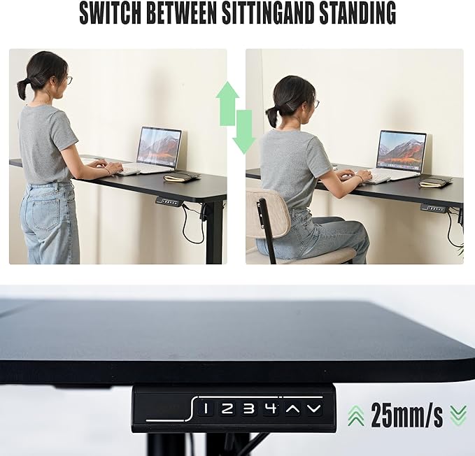 soges 63in Electric Standing Desk Ergonomic Height Adjustable Computer Desk Sit Stand Desk Home Office Desks Standing Desk, Black
