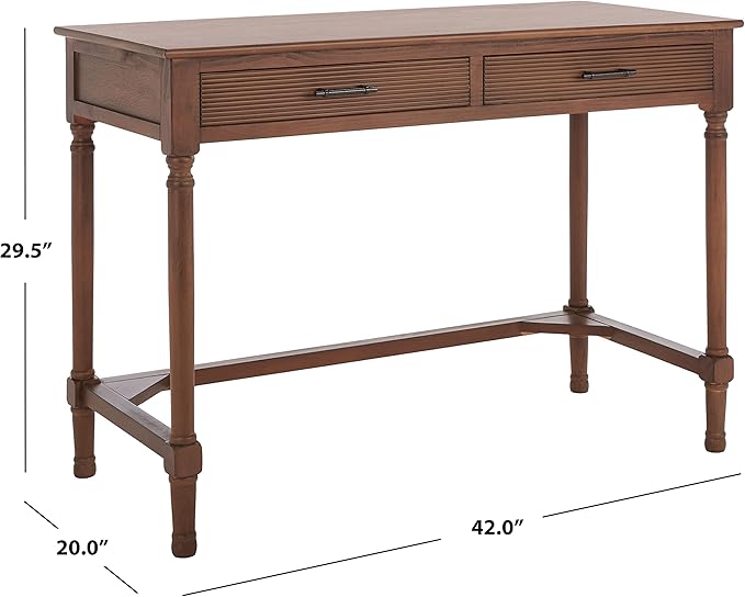 SAFAVIEH Home Collection Mckinlee Distressed White 2-Drawer Computer Office Desk Table DSK5704C, Brown
