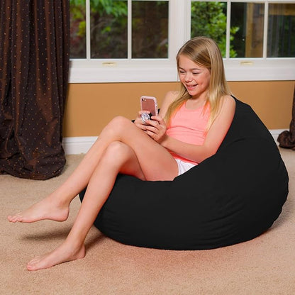 Posh Beanbags Bean Bag Chair, Large-38in, Solid Black