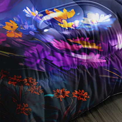 Cartoon Kawaii Cat Comforter Set Queen Size 3D Animals Flower Toddler Bedding Set Cat Lovers Animal Bubble Design Quilt Bed Set for Girls Kids Teens