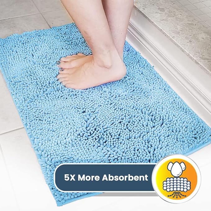 Muddy Mat® Original Dog Door Mat for Muddy Paws, Super Absorbent Microfiber, Non-Slip Washable Pet Rug, Quick Dry Chenille Entryway Carpet, Machine Washable Indoor Outdoor mat, Sky Blue 35"x60"