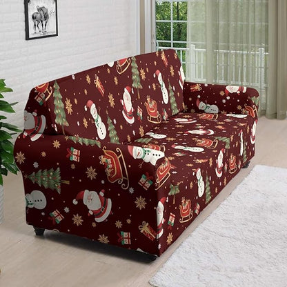 FKELYI Red Christmas Sofa Couch Cover for Indoor Non-Slip Furniture Protector Easy Going Stretch Sofa Slipcover Washable Sofa Slipcovers XL