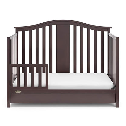 Graco Solano 4-in-1 Convertible Crib with Drawer (Espresso) – GREENGUARD Gold Certified, Crib with Drawer Combo, Includes Full-Size Nursery Storage Drawer, Converts to Toddler Bed and Full-Size Bed