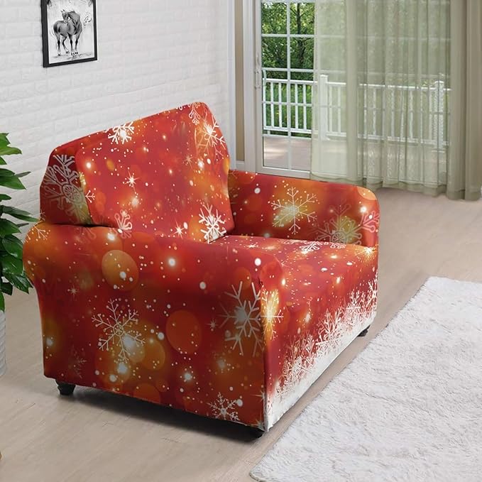 FKELYI Christmas Decor Sofa Couch Cover for Indoor Non-Slip Furniture Protector Easy Going Stretch Sofa Slipcover Washable Sofa Slipcovers S