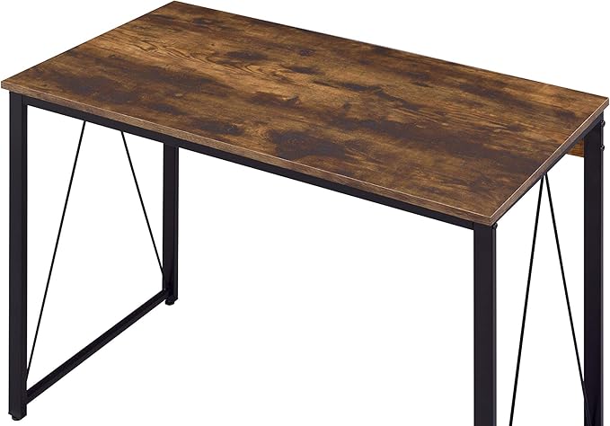 Acme Zaidin Wooden Rectangle Top Writing Desk in Weathered Oak and Black