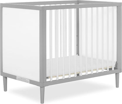 Lucas Mini Modern Crib with Rounded Spindles, 39"L x 25.5"W x 33"H