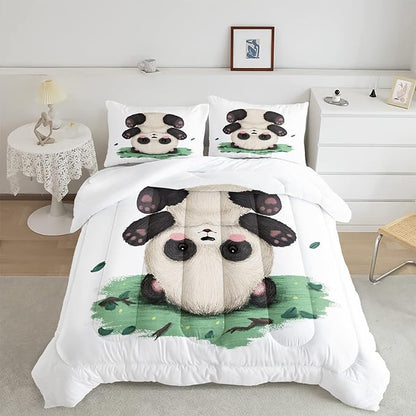 CVHOUSE Panda Bedding Set,Panda Comforter Queen,Cute Panda Comforter Set for Girls Kids Teens,Kawaii Panda Quilt Set with 1 Comforter and 2 Pillow Cases- 3 Piece