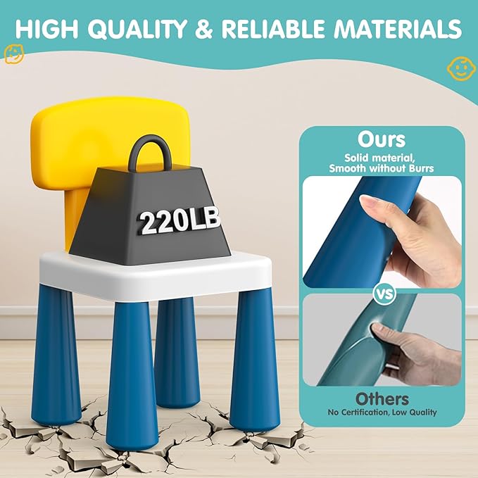 2 Pcs Plastic Toddler Chairs: Kids Chair for Table Birthday Gifts Step Stool Lightweight Indoor Outdoor School Playroom Nursery Beach Camping Activity Small Chair for Kids Boys Girls Age 3-10