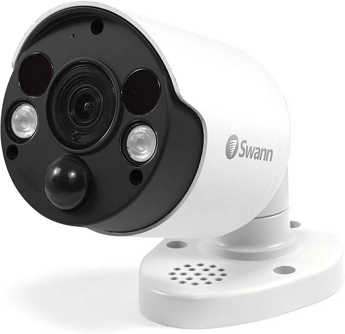 Swann Home Security Camera, POE Cat5e NVR 4K HD Video, Indoor or Outdoor Wired Surveillance CCTV, Color Night Vision, Heat Motion Detection, LED Lights, Metal Housing, Face Recognition, 2-Way Talk