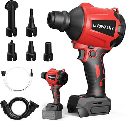 Cordless Dust Blower for Milwaukee m18 Battery, LIVOWALNY Leaf Blower Brushless Handheld Air Blower Sawdust Blower 447 MPH/39 CFM for Sawmill Room, Workshop Cleaning, Home Improvement (No Battery)