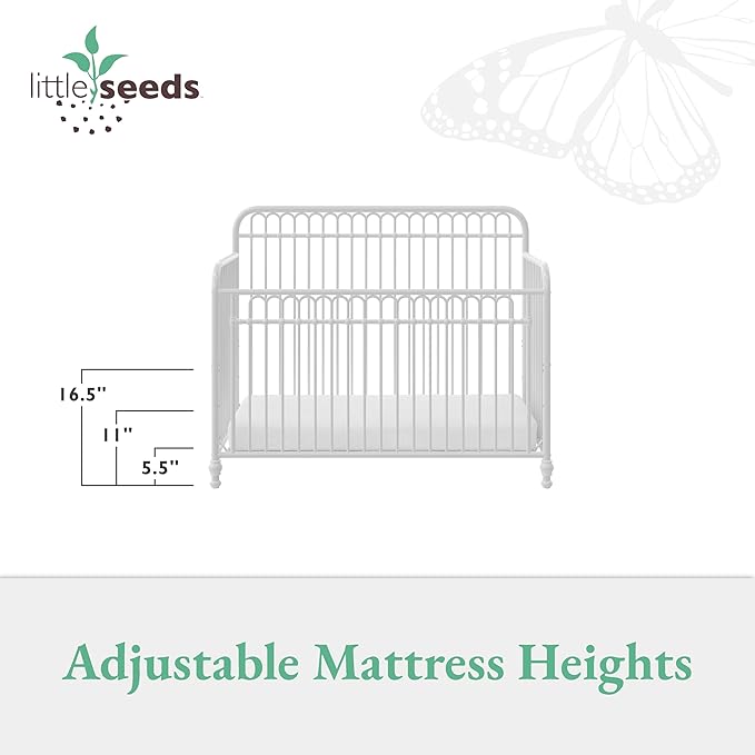 Little Seeds Ivy 3-in-1 Convertible Metal Crib, Off White